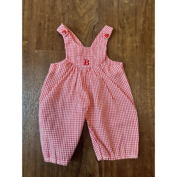 American Girl Bitty Baby Fun In The Sun Set - Overalls & Hat - Red Gingham - Picture 2 of 5